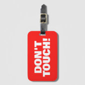 Don't Touch Warning custom red suitcase Bagagelabel (Voorkant (verticaal))