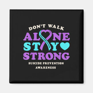 Don't walk alone prevention awareness ribbon heart magneet