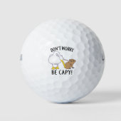 Don't Worry, Be Capy. Capybara Orange Unbothered Golfballen (Voorkant)