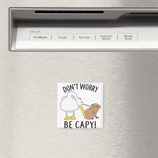 Don't Worry, Be Capy. Capybara Orange Unbothered Magneet (Insitu (Vaatwasser))