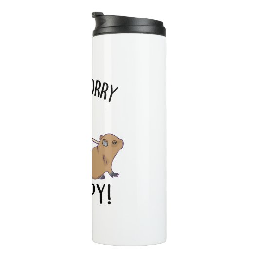 Don't Worry, Be Capy. Capybara Orange Unbothered Thermosbeker (Geroteerd rechts)