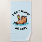 Don't Worry Be Capy Funny Capybara Pun Strandlaken (Voorkant)