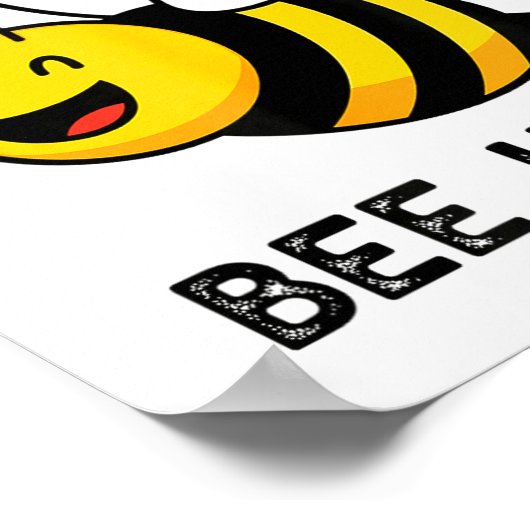 Don't Worry Bee Happy Cute Funny Sitive Quote Poster (Hoek)