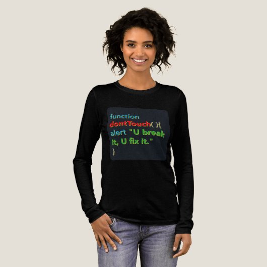 "dontTouch()" Code Alert Ontwerp – Jij Breekt Het, Tri-Blend Shirt (Voorkant)