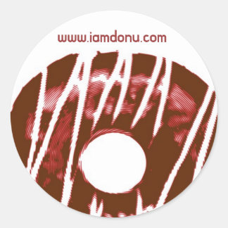 Donu logo, www.iamdonu.com ronde sticker