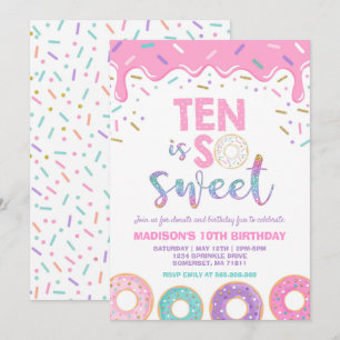 Donut 10th Birthday nodigt Donut Ten is zoet Kaart