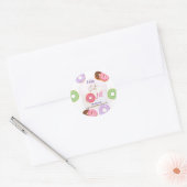 Donut 1 jarig meisje ronde sticker (Envelop)