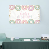 Donut 1e verjaardag Banner achtergrond Aqua (Beurs)