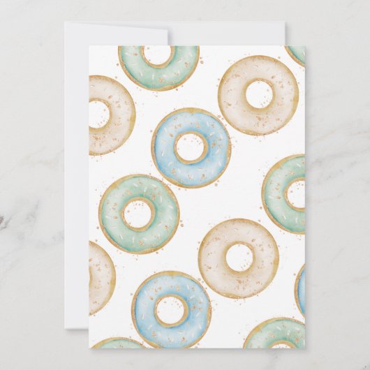 Donut 1e verjaardag Uitnodiging jongen Donut groei (Achterkant)