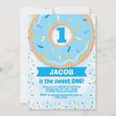 Donut 1e Verjaardag Uitnodiging Jongen strooit (Voorkant)