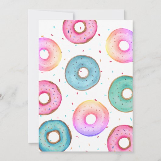 Donut 1e Verjaardag Uitnodiging Meisje Donut Grow (Achterkant)