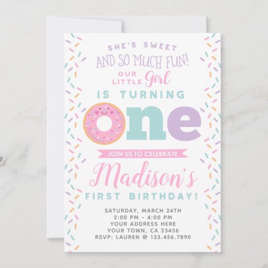 Donut 1er anniversaire Invitation (Devant)