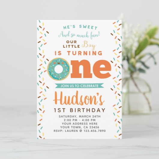 Donut 1er anniversaire Invitation (Debout devant)