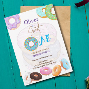 Donut 1er anniversaire invitation garçon