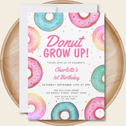 Donut 1er Anniversaire Invitation La fille de beig