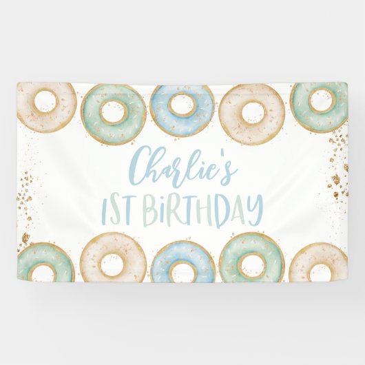 Donut 1st Birthday Party Banner Backdrop (Horizontaal)