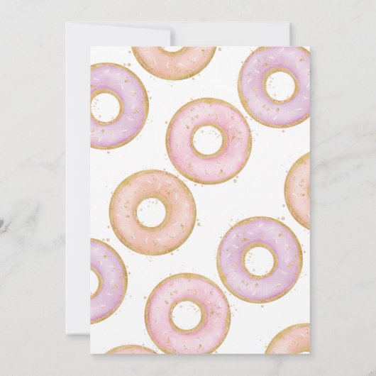 Donut 1st Birthday Uitnodiging Donut Roze opgroeie (Achterkant)