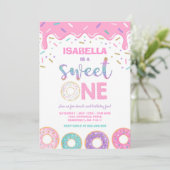 Donut 1st Birthday Uitnodiging Donut Sweet One (Staand voorkant)