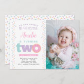 Donut 2e invitation à l'anniversaire avec photo (Devant / Derrière)