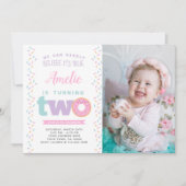 Donut 2e verjaardag uitnodiging met foto (Voorkant)