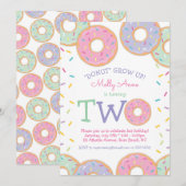 Donut 2e Verjaardag Uitnodiging roze strooisel (Voorkant / Achterkant)