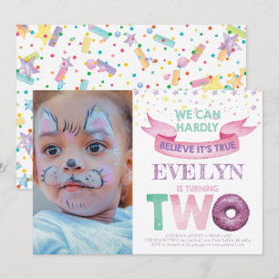 Donut 2nd Birthday Photo Invitation Kaart