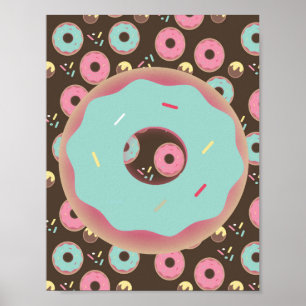 Donut 3D Sprinkles Wall Art Blauwgroen Poster