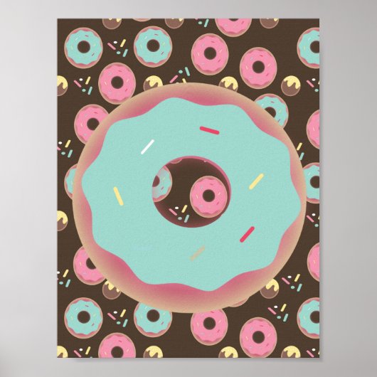 Donut 3D Sprinkles Wall Art Blauwgroen Poster (Voorkant)