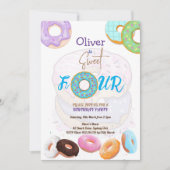 Donut 4 anniversaire invitation garçon (Devant)