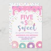 Donut 5e anniversaire Invitation Donut Five is Swe (Devant / Derrière)