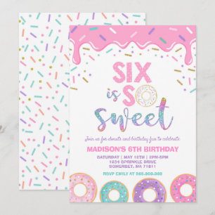 Donut 6e Verjaardag Nodig Donut Six is Sweet Kaart