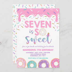 Donut 7e anniversaire Invitation Donut Seven is Sw
