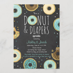 Donut and Diapers Sprinkle nodigen Boy Coed douche Kaart