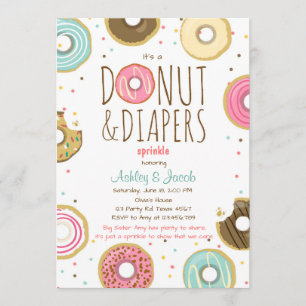 Donut and Diapers Sprinkle-uitnodiging Code douche Kaart