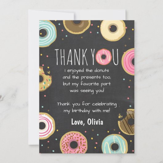 Donut Anniversaire Carte de remerciements Rose fil (Devant)