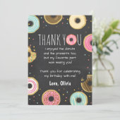 Donut Anniversaire Carte de remerciements Rose fil (Debout devant)