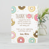 Donut Anniversaire Carte de remerciements Rose fil (Debout devant)