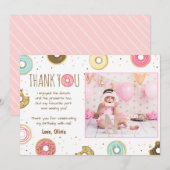 Donut Anniversaire Carte de remerciements Rose fil (Devant / Derrière)