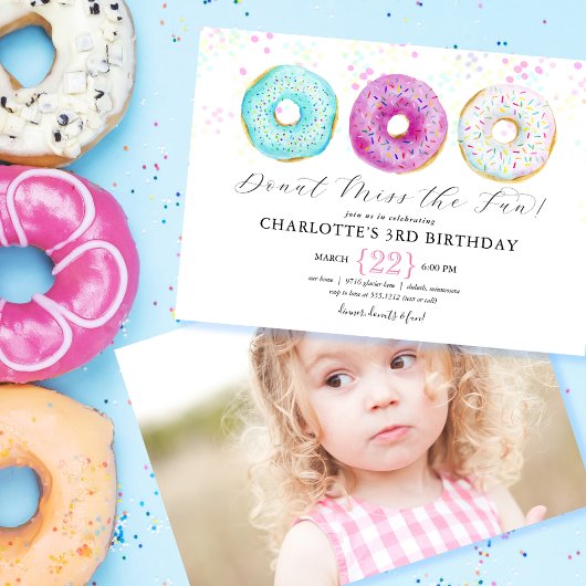 Donut Anniversaire Fête Photo Invitation
