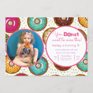 Donut Anniversaire Fête Photo Invitation