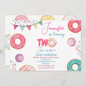 Donut Anniversaire Invitation Sweet DEUX (Devant / Derrière)