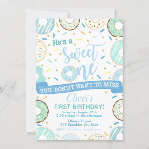 Donut Anniversaire Invitation Sweet One Party