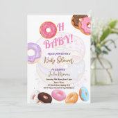 Donut Baby shower girl-uitnodiging Kaart (Staand voorkant)