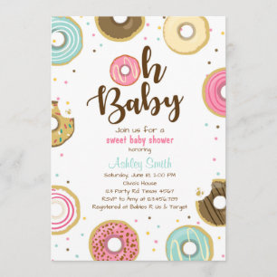 Donut Baby shower invitation Douche au fond