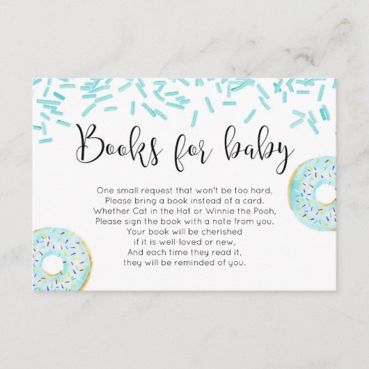 Donut baby shower jongen boek aanvraag insert informatiekaartje (Voorkant)