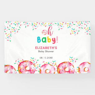 Donut Baby shower regenboog kleurige achtergrondpl Spandoek