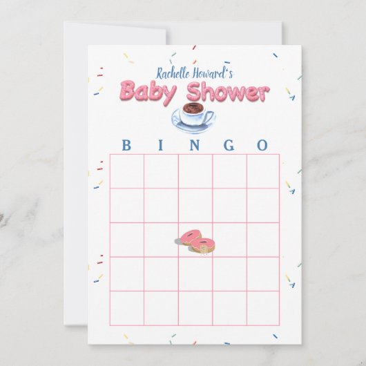 Donut Baby shower Sprinkles Bingo Game Kaart (Voorkant)