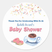 Donut Baby shower Sprinkles Dank u Ronde Sticker (Voorkant)