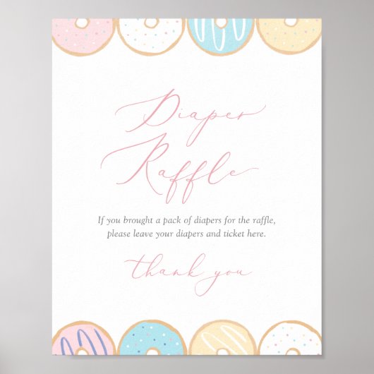 Donut Baby Sprinkle Diaper Raffle Sign Poster (Voorkant)