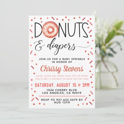 Donut Baby Sprinkle Shower Invitation (Debout devant)